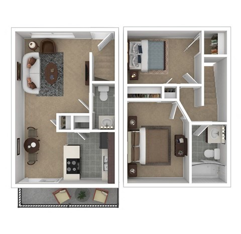 2 bedroom 1 bathroom Floorplan